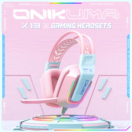 หูฟังเกมมิ่ง ONIKUMA X13 GAMING HEADSET - สีชมพู_1